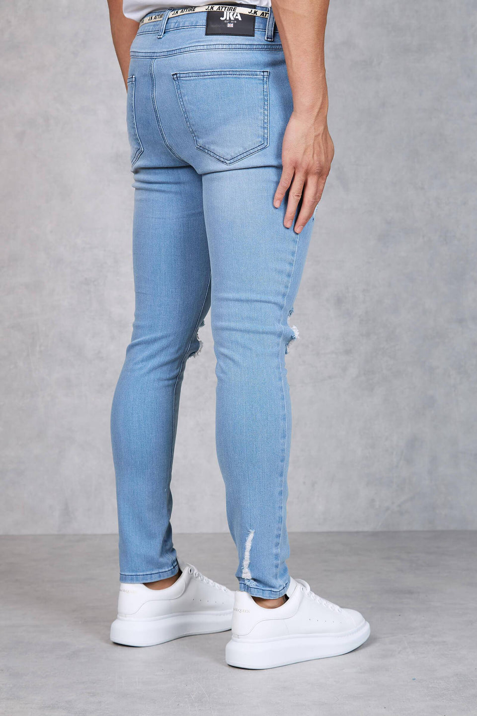 F2 - Caraway Dirty Wash Distressed Skinny Jeans - Light Blue